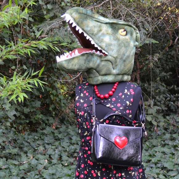 Pink Haley Handbags - Pink Haley Black Satchel with Red Heart